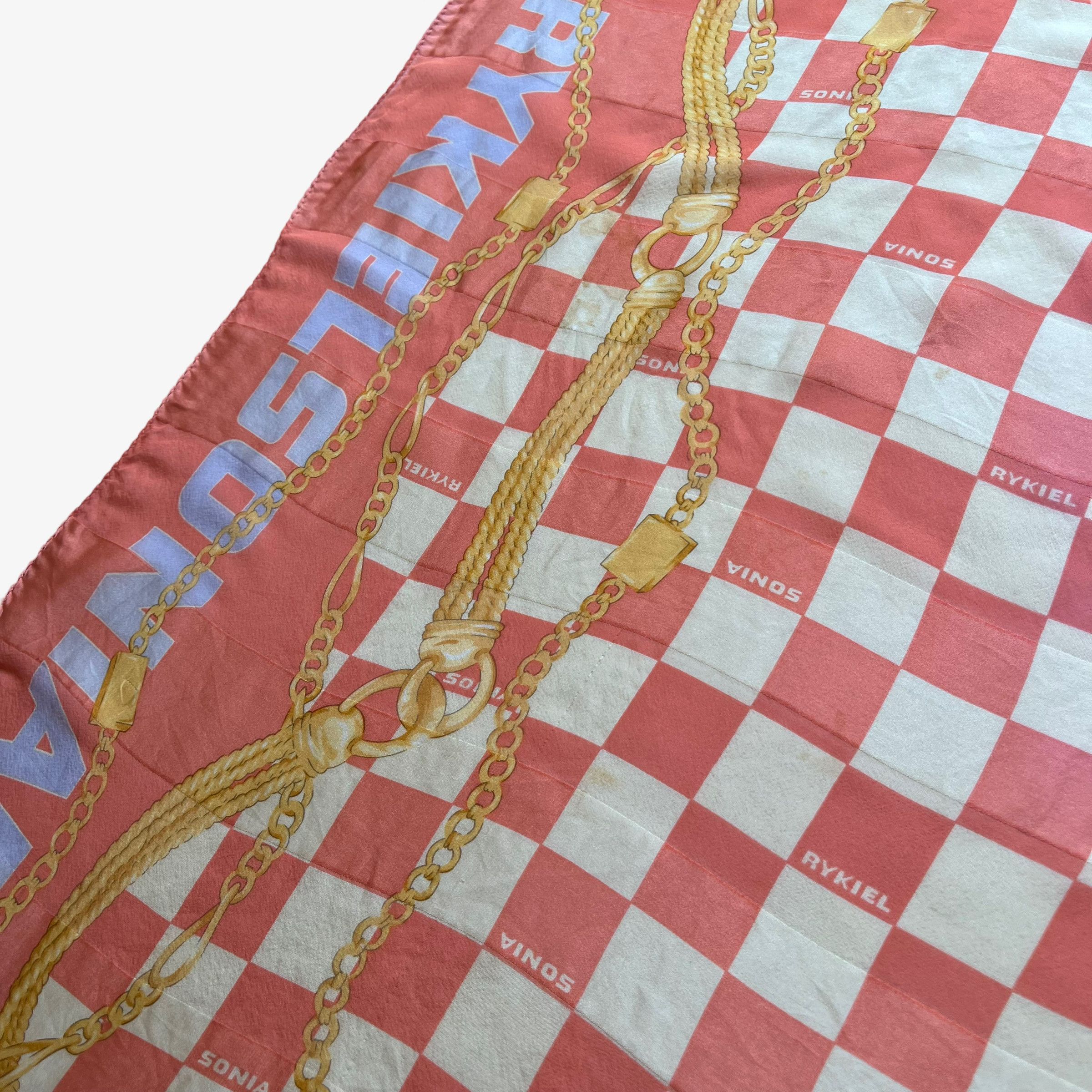 Sonia Rykiel Vintage 90s Sonia Rykiel Pink Checkered Print Silk Scarf Size ONE SIZE - 6 Thumbnail