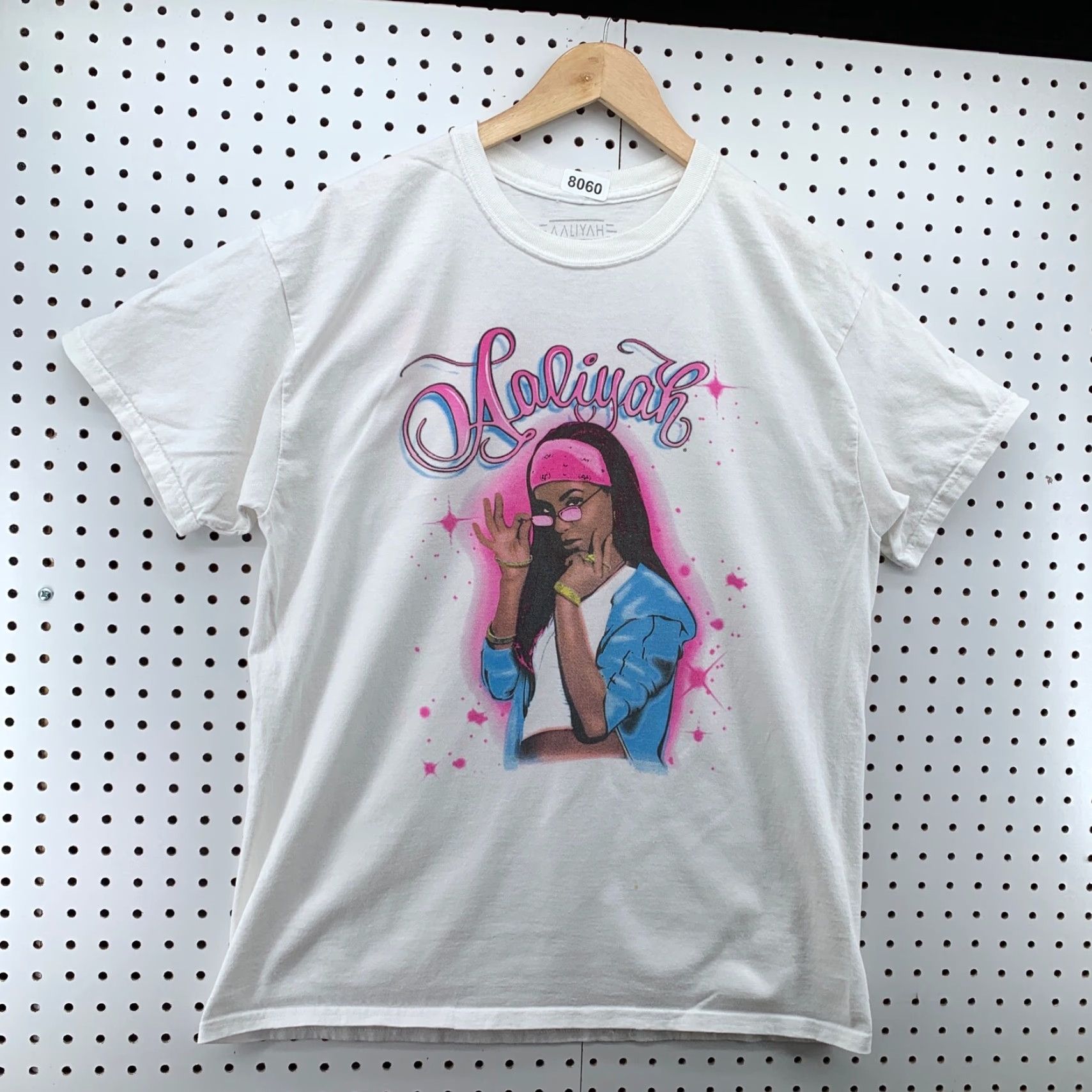 Vintage Aaliyah Shirt White Crew Neck Short Sleeve Regular Fit Mens L Ripple Junction Airbrush Logo 90s Music Size US L / EU 52-54 / 3 - 3 Thumbnail