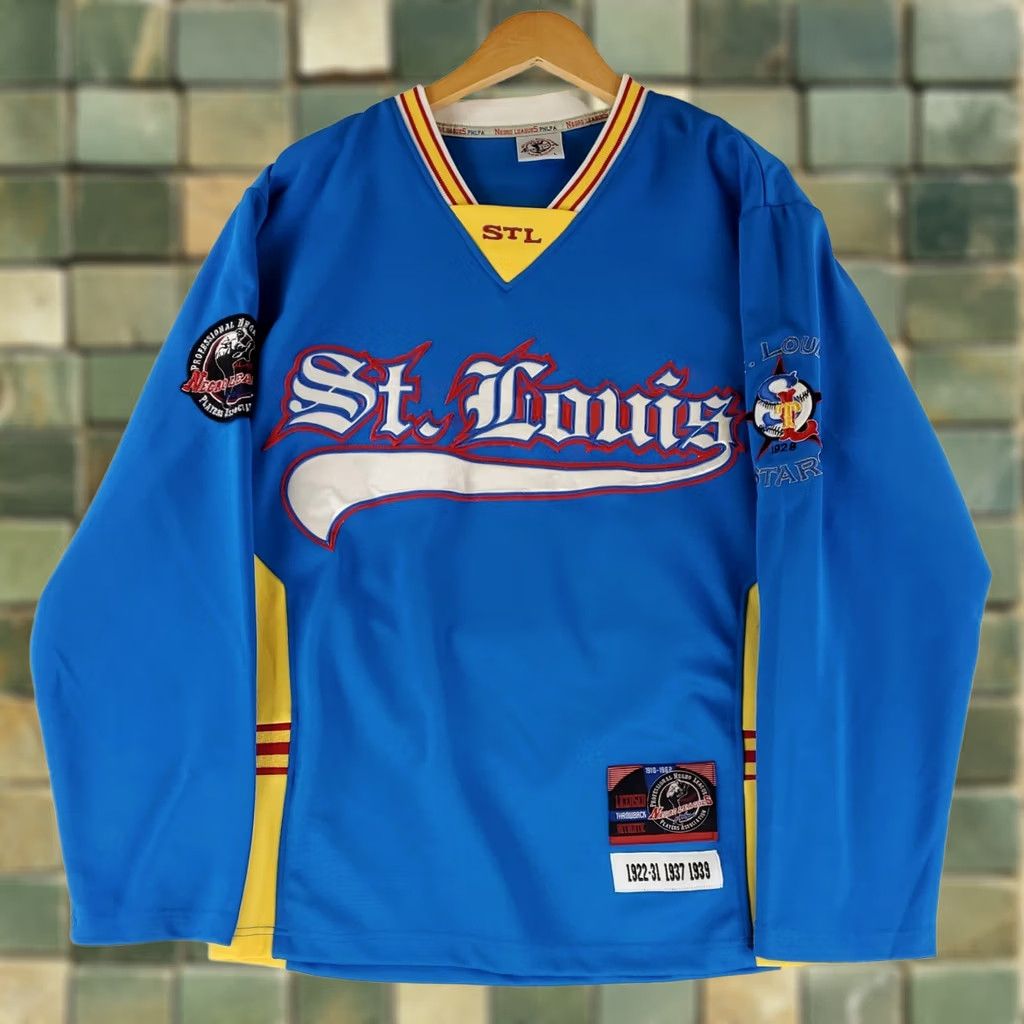 Vintage PNLPA Jersey St Louis Blue Long Sleeve Mens XL Negro Leagues Jersey Shirt Size US XL / EU 56 / 4 - 1 Thumbnail