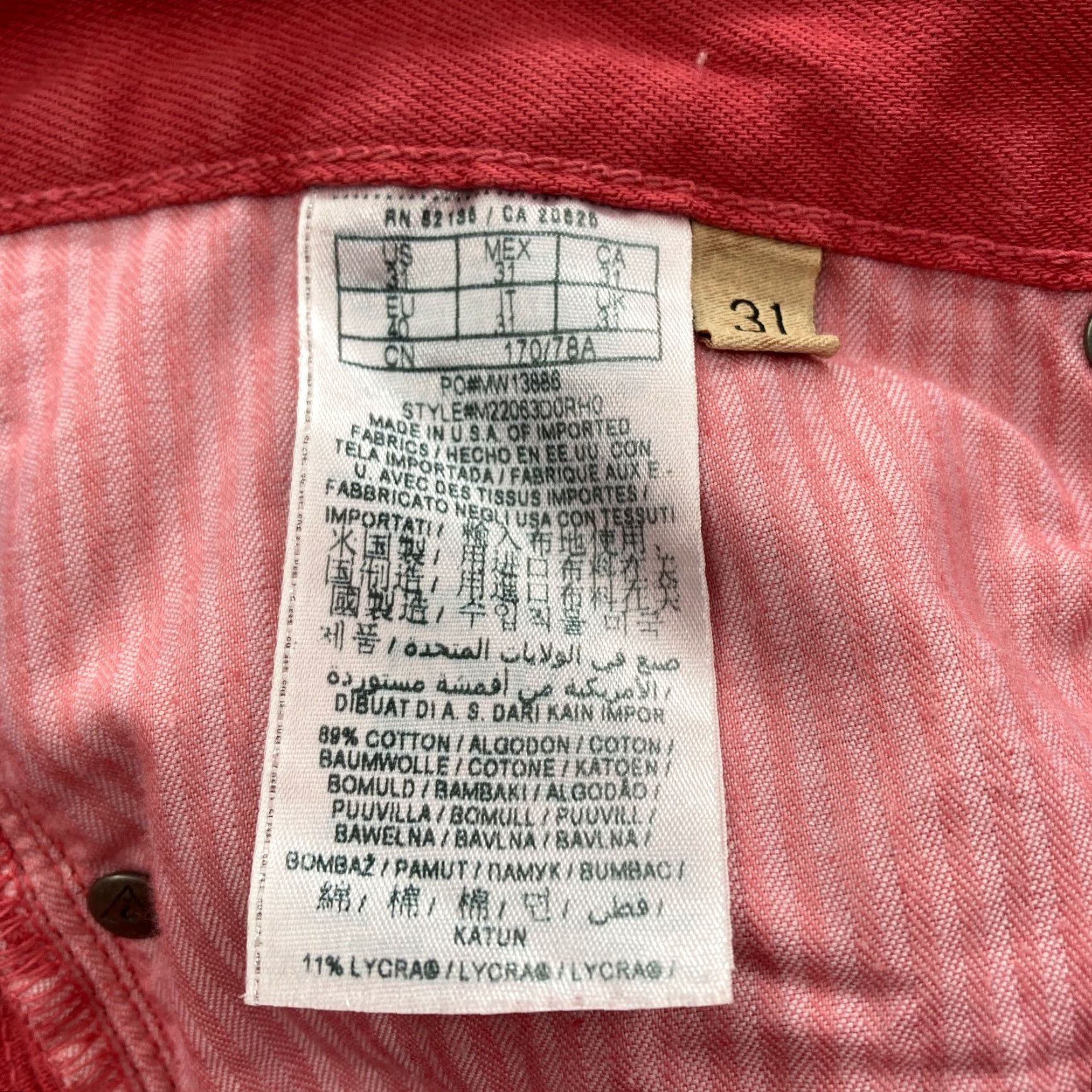 Guess GUESS Jeans Mens 31x31 Lincoln Slim Straight Pink Denim Low Rise Medium Wash Distressed 5-Pocket Size US 31 - 5 Thumbnail