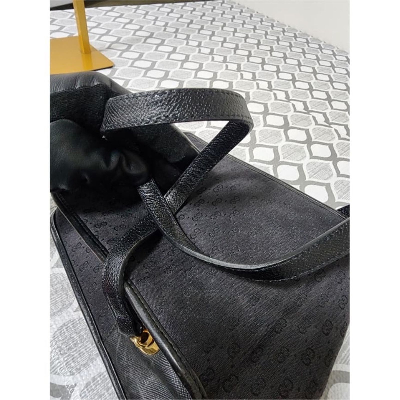 Gucci Auth GUCCI Vintage Micro GG Canvas Bamboo Shoulder Bag Black Size ONE SIZE - 4 Thumbnail