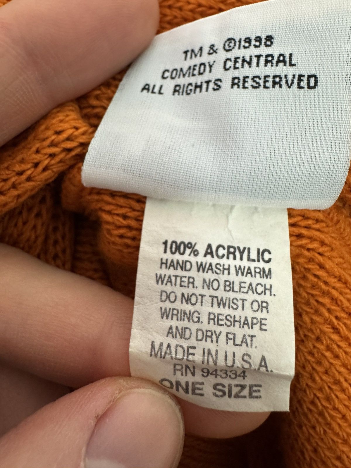 Vintage 90s South Park Balaclava Hat Kenny Orange Comedy USA