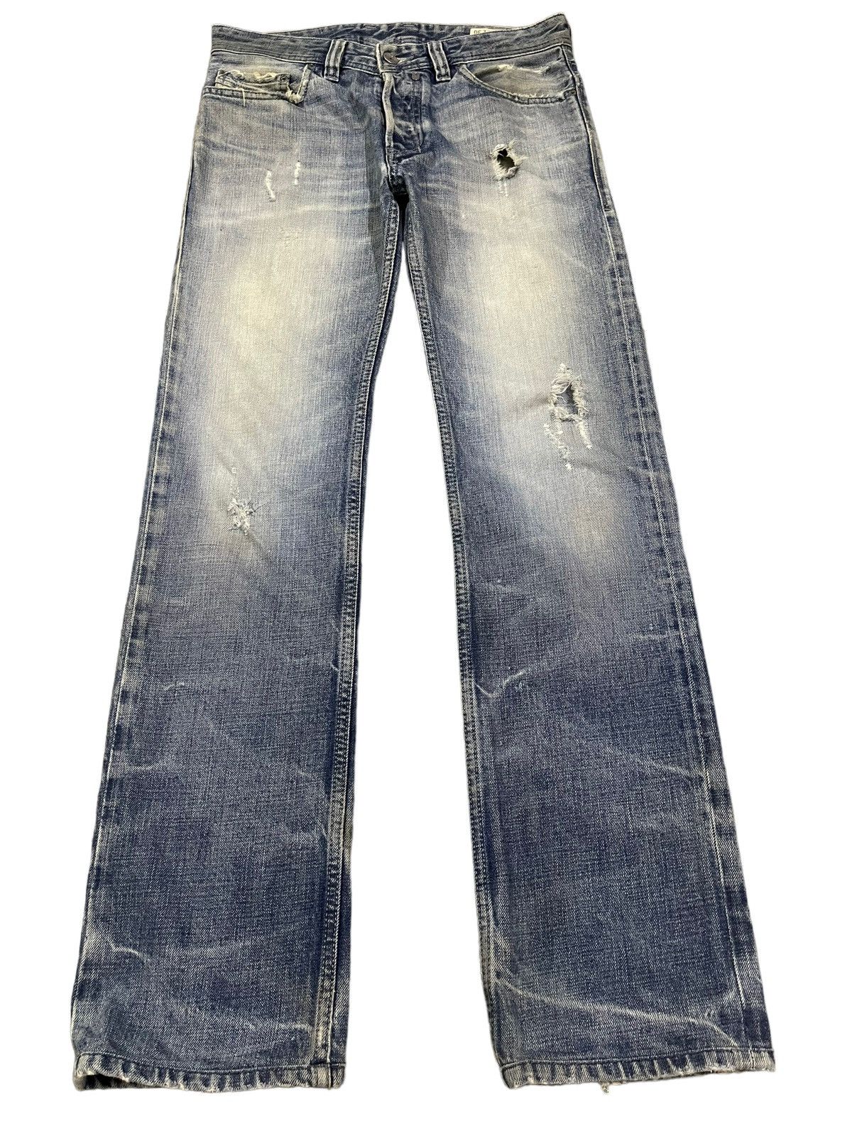 image of 1990X Clothing x Archival Clothing Vintage Diesel Industry Italy Blue Wash Distressed Jeans (Size 3