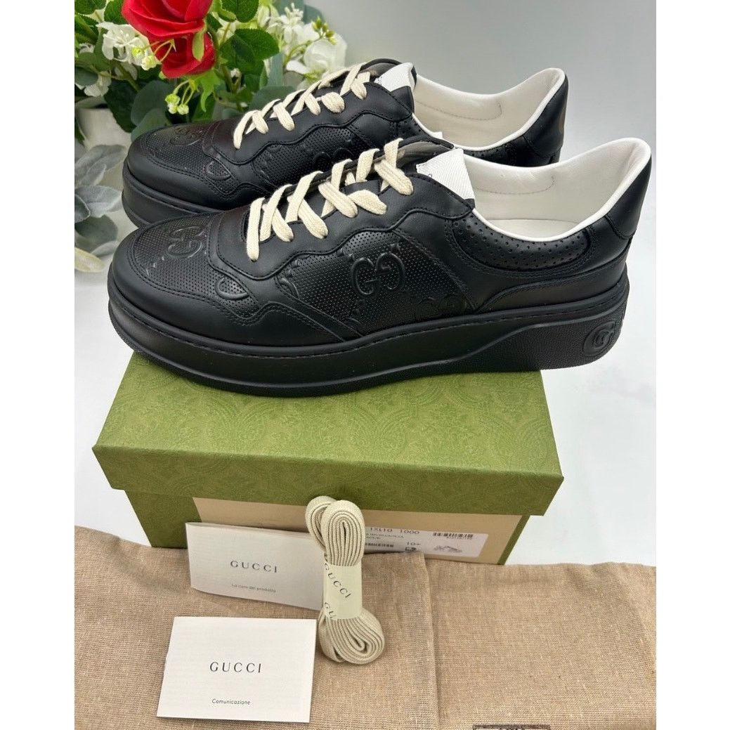 Gucci Men's Gucci, GG embossed leather sneakers size 10.5 Size US 11 / EU 44 - 6 Thumbnail