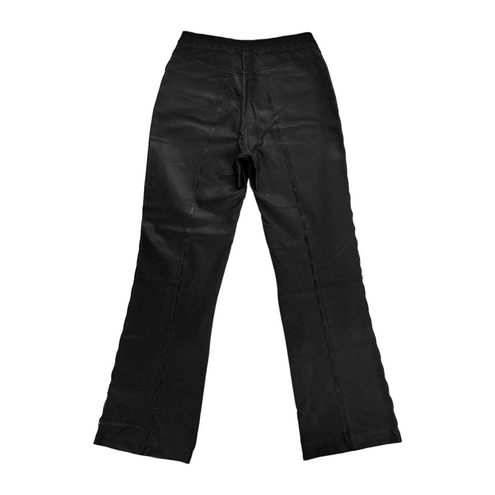 Other KIT Black High Waisted Biker Bootcut Leather Pants Trousers Size 30" / US 8 / IT 44 - 4 Thumbnail