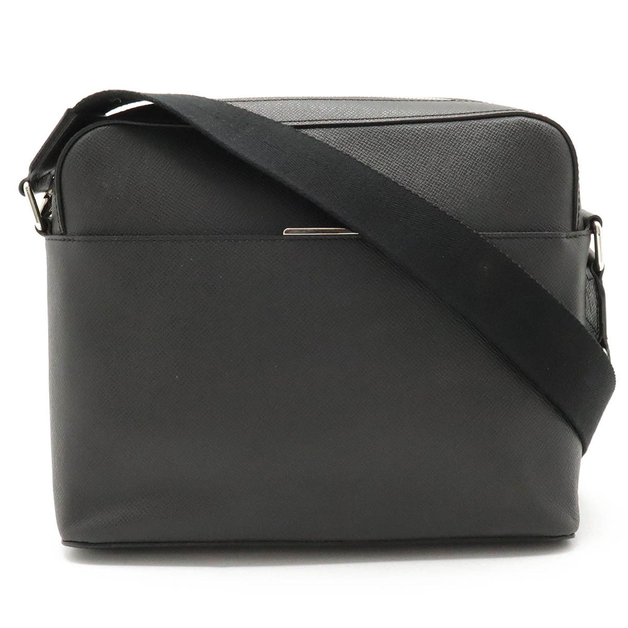 image of Louis Vuitton Taiga Anton Pm Shoulder Bag Leather Ardoise Black M33427, Women's