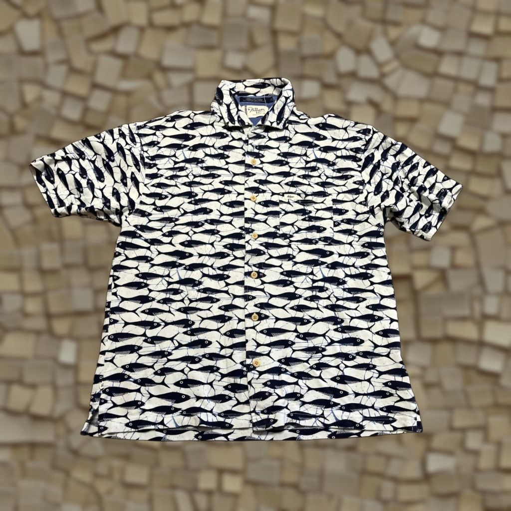 Tommy Hilfiger Hilfiger Shirt, Men's Large, Button-Up, Short Sleeve, White/Blue, Casual, Regular Fit, Button, Collared, Stone: N/A Size US L / EU 52-54 / 3 - 1 Thumbnail