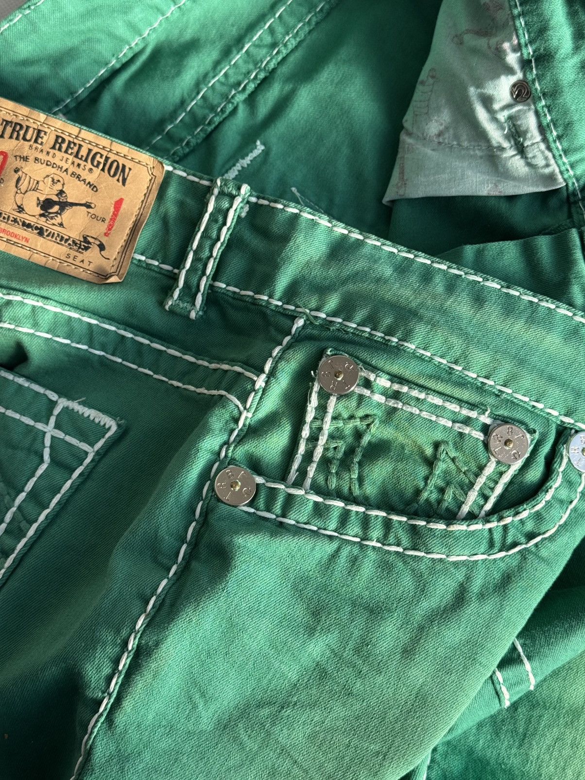 True Religion Vintage Usa True Religion Washed Green Swag Denim Jeans Size US 33 - 5 Thumbnail