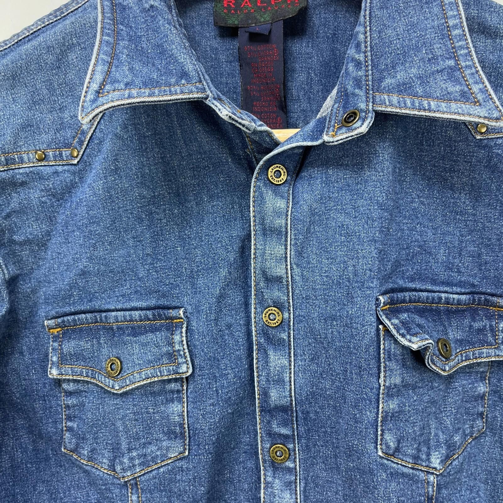 Polo Ralph Lauren Vintage Ralph Lauren Denim Jacket Womens Large Western Snap Size L / US 10 / IT 46 - 4 Thumbnail