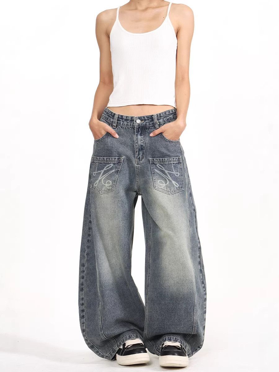 Vintage Men's Retro Patchwork Baggy Wide-Leg Curved Jeans Size US 32 / EU 48 - 3 Thumbnail