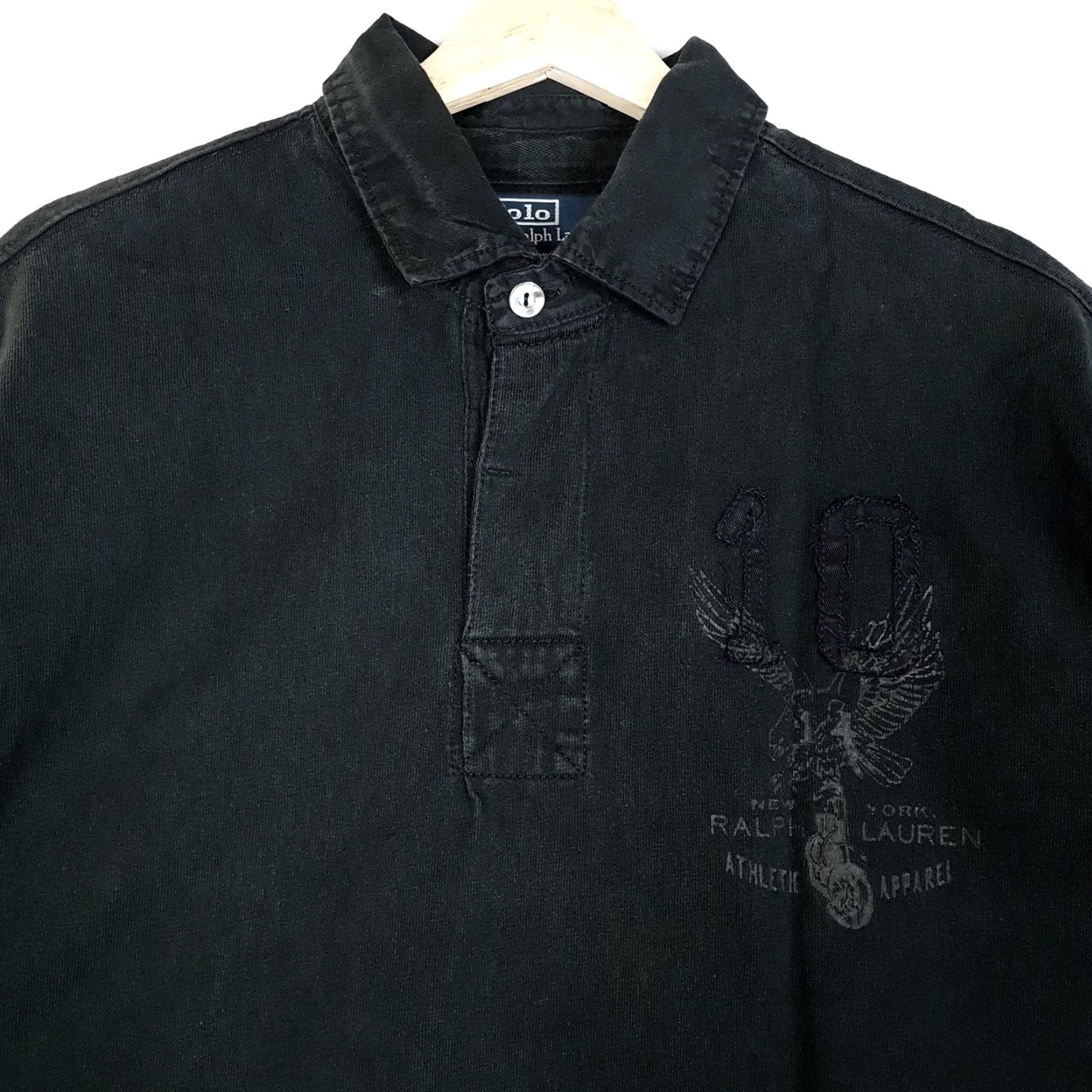 Polo Ralph Lauren VINTAGE Polo Ralph Lauren Polo Shirt Mens XL Black RL Athletic Eagle 10 Embroidered Size US XL / EU 56 / 4 - 2 Thumbnail