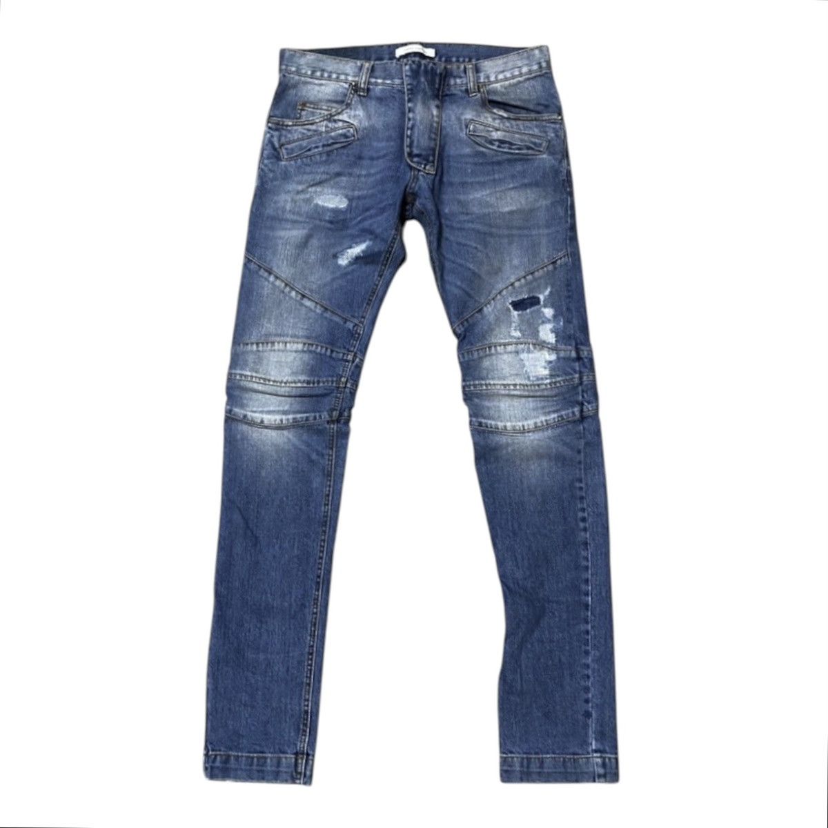 Pierre Balmain Pierre Balmain Paris Biker Jeans Distressed Patchwork Denim Size US 32 / EU 48 - 1 Thumbnail
