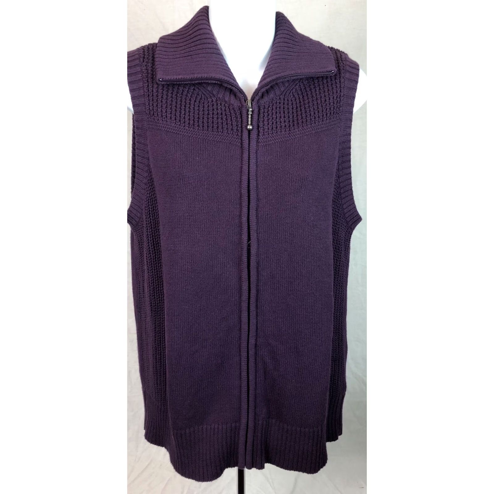 Vintage Christopher Banks Sweater Vest Purple Zip Front Sleeveless Convertible Collar M Size M / US 6-8 / IT 42-44 - 5 Thumbnail