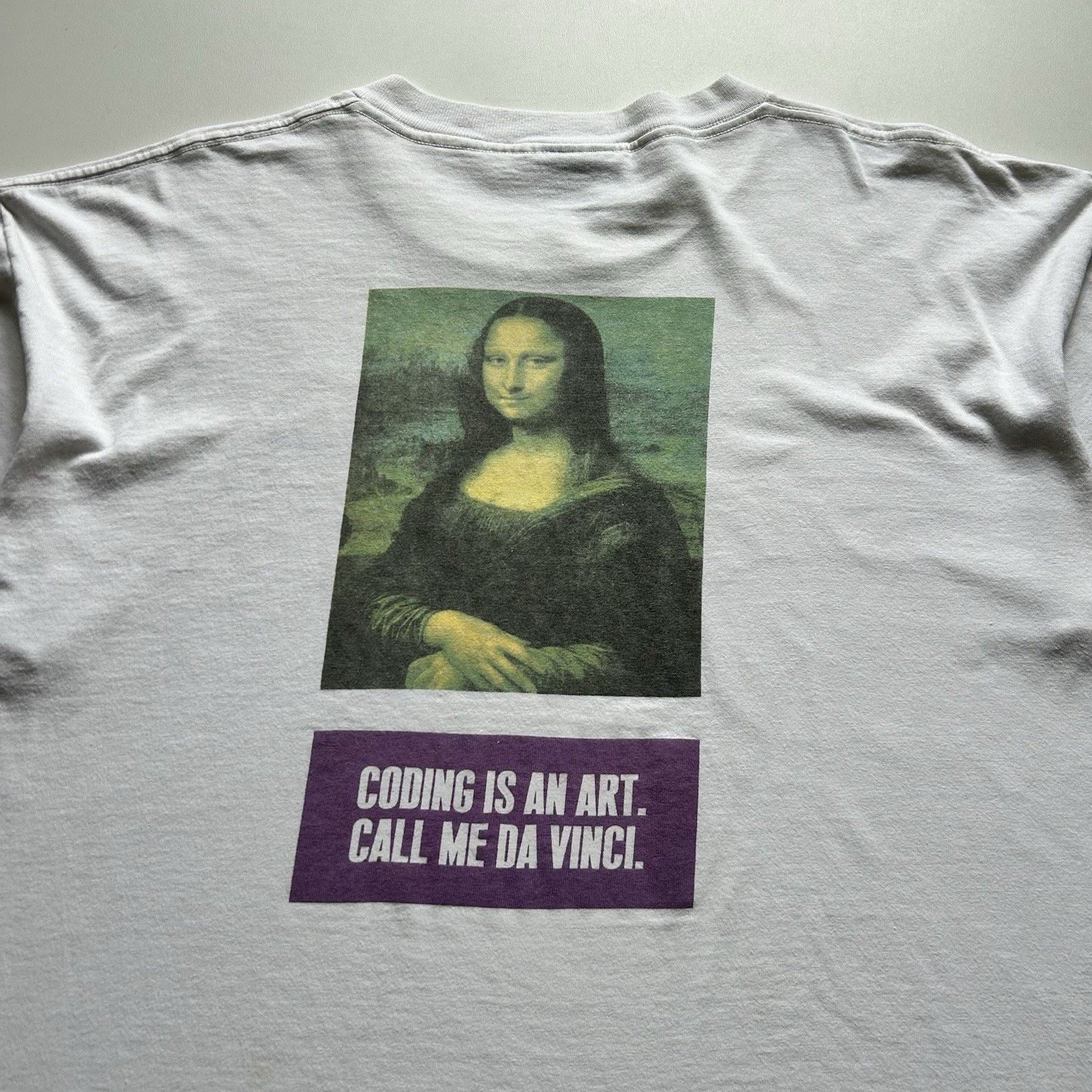 Gildan Vintage Mona Lisa T Shirt XL 90s Coding Is Art Da Vinci Rare Size US XL / EU 56 / 4 - 2 Thumbnail