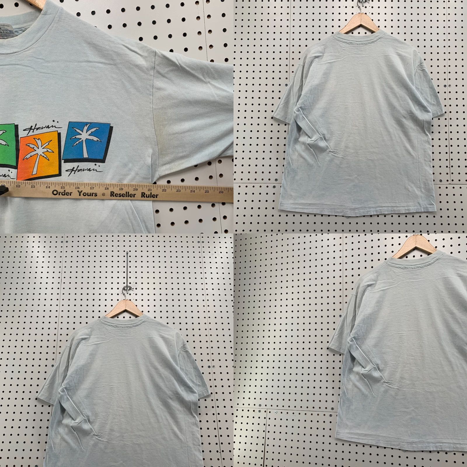 Hanes Vintage Hawaii Palm Tree Shirt Mens XL Blue 80s Single Stitch Hanes T-Shirt Size US L / EU 52-54 / 3 - 10 Thumbnail