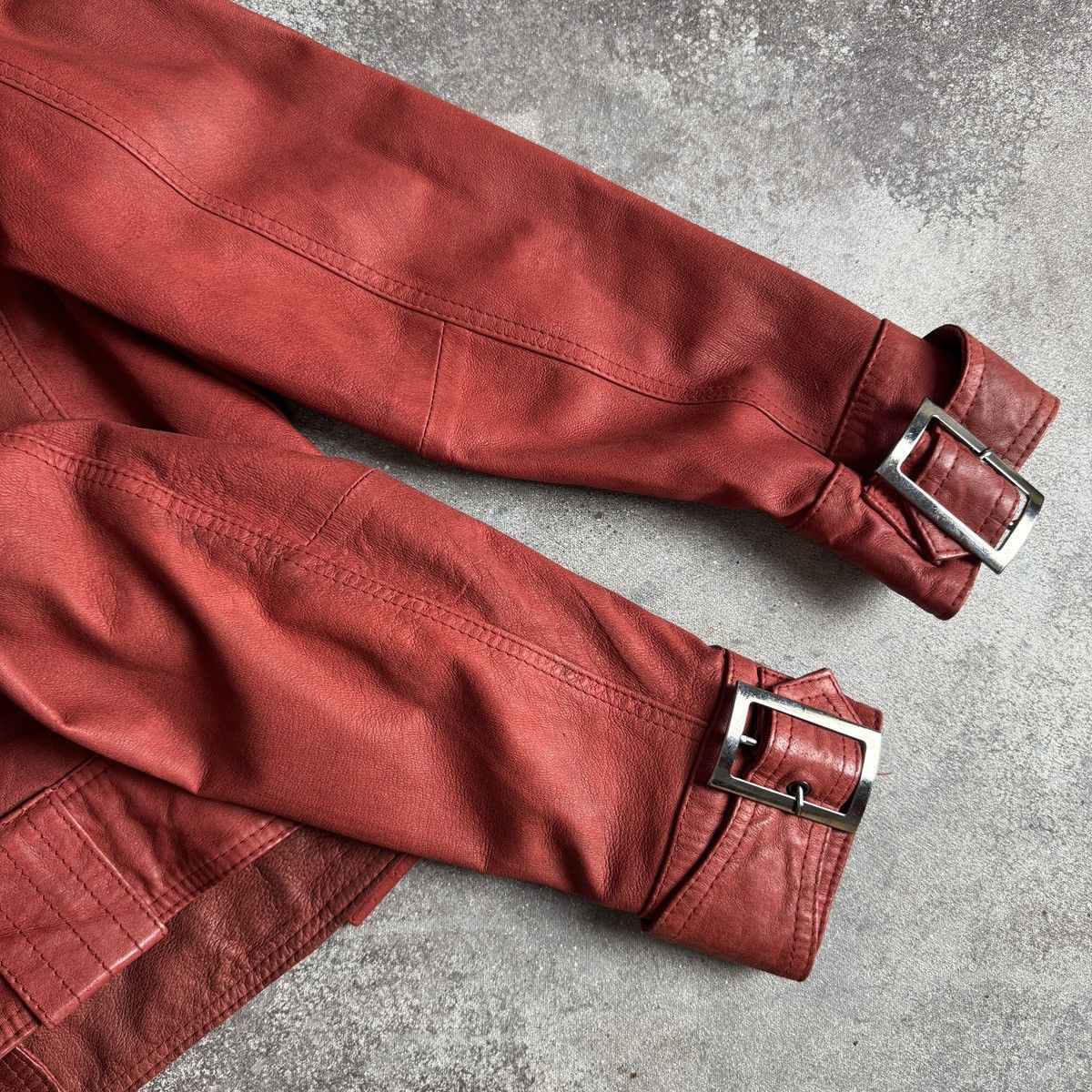 Hysteric Glamour Vintage Strap Details Y2K Red Leather Cropped Jacket Size M / US 6-8 / IT 42-44 - 11 Thumbnail