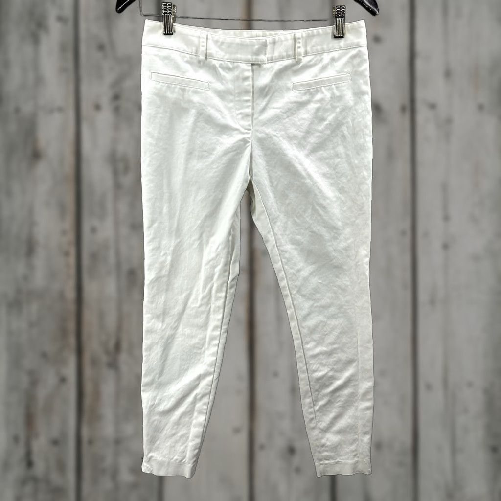 Veronica Beard VERONICA BEARD Pants Womens 2 Skinny Zip Ankle WHT Cotton Elastane Casual Business Workwear 2 White Slim Twill Zipper Pockets Street USA 90s? Size 26" / US 2 / IT 38 - 1 Thumbnail