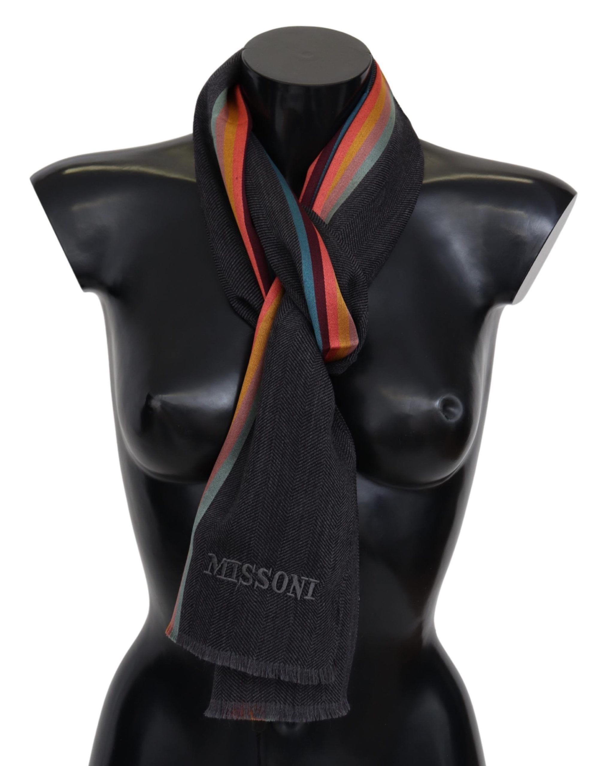 Missoni Elegant Wool-Silk Blend Striped Men's Scarf Size ONE SIZE - 1 Thumbnail