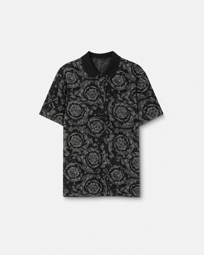 Designer × The Unbranded Brand Black Barocco Polo Shirt Size US L / EU 52-54 / 3 - 1 Thumbnail