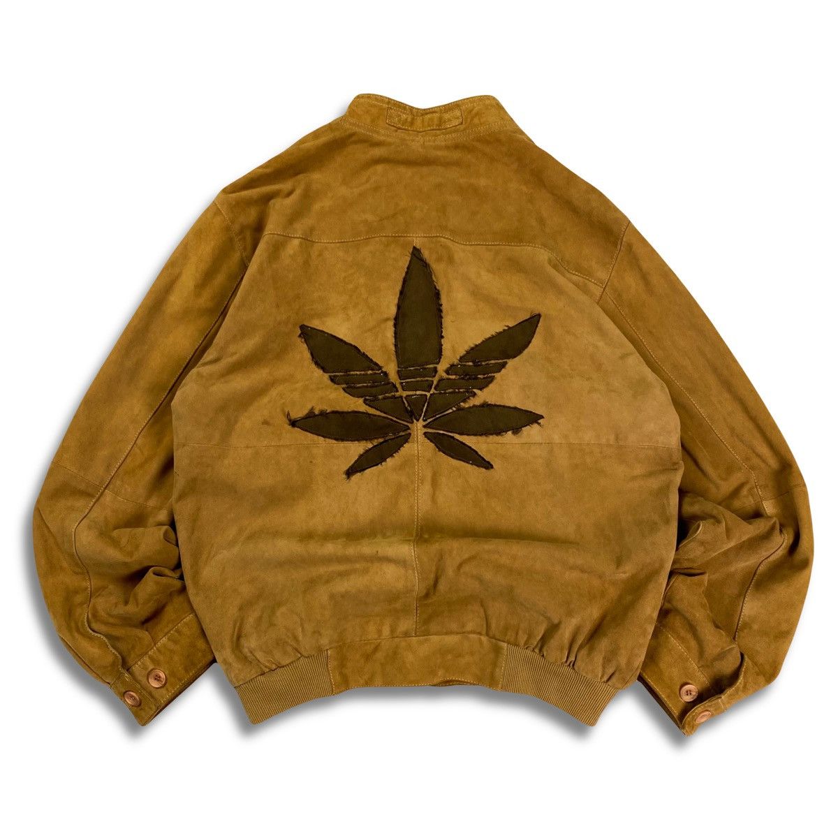 Japanese Brand × Vintage adidas ganja leaf suede bomber Size US L / EU 52-54 / 3 - 1 Thumbnail
