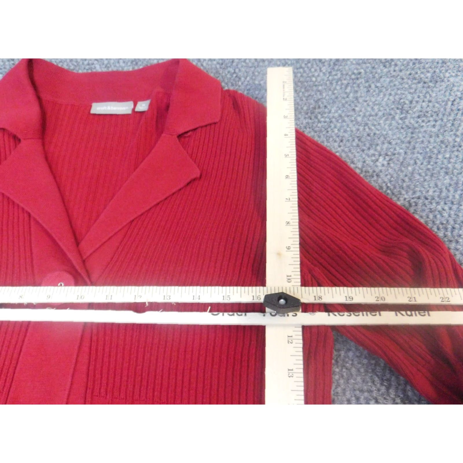 Croft & Barrow Croft & Barrow Womens Cardigan Sweater Medium Red Knit Mock Neck Zip Long Sleeve Cable-Knit Size M / US 6-8 / IT 42-44 - 5 Thumbnail