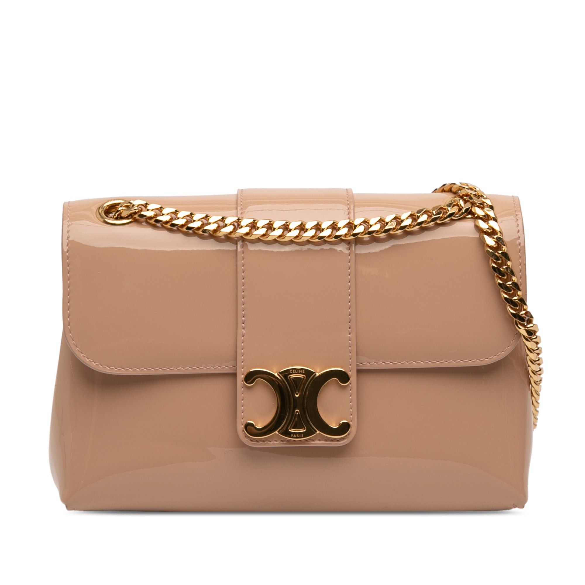 Celine Teen Patent Triomphe Victoire Chain Shoulder Bag Size ONE SIZE - 1 Thumbnail