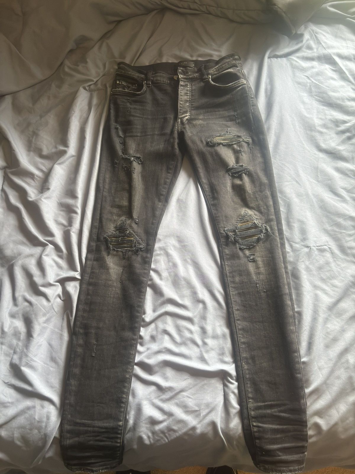 Amiri Amiri Mx 1 Leather Camo Skinny Jeans Size US 30 / EU 46 - 1 Thumbnail