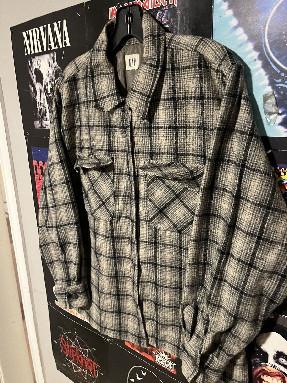 Gap Vintage Y2K 2000’s Gal Wool Flannel Button Down shirt Size US M / EU 48-50 / 2 - 4 Thumbnail
