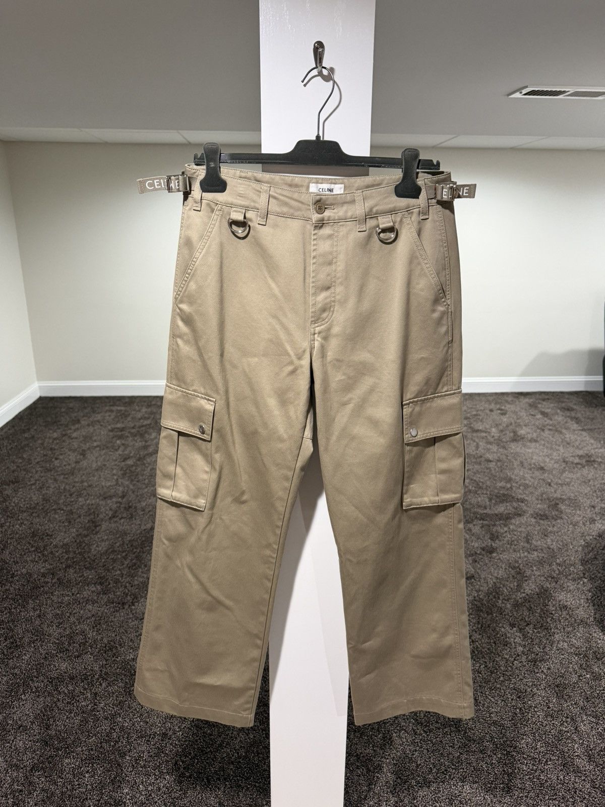 Celine Celine x Hedi Twill Khaki Logo Cargo Trouser Pants Size US 32 / EU 48 - 2 Thumbnail