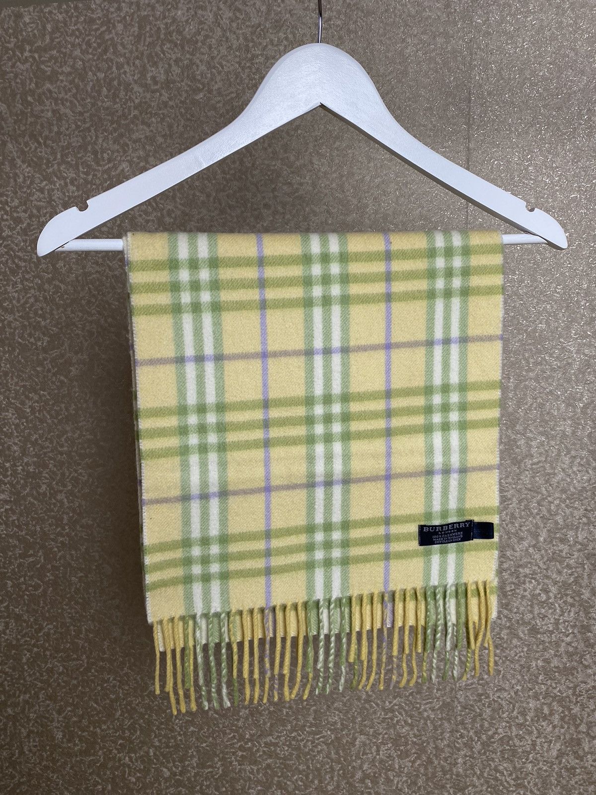 Burberry Burberry London Pure Cashmere Green/Yellow Check Scarf Size ONE SIZE - 6 Thumbnail