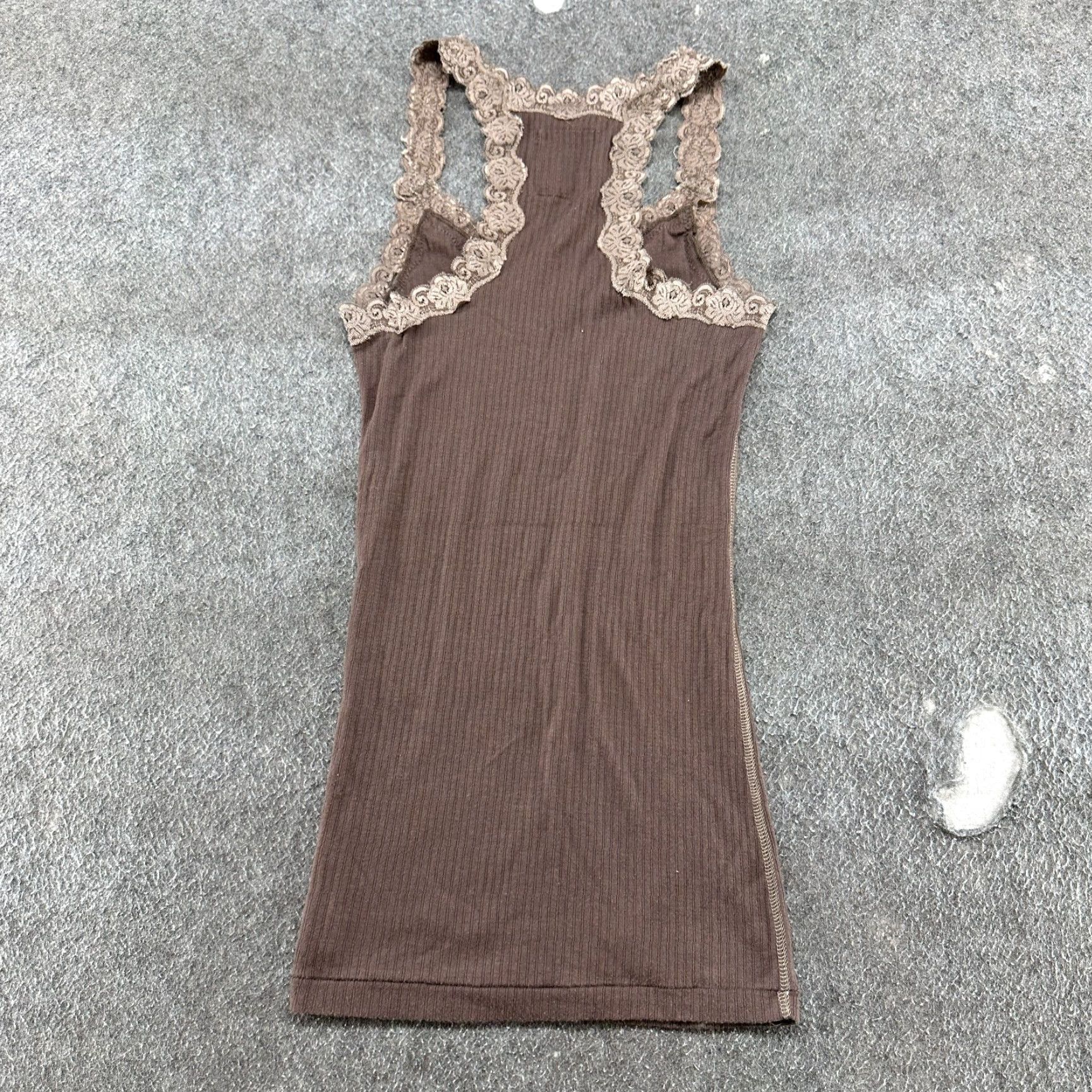 Abercrombie & Fitch VINTAGE Abercrombie & Fitch Top Womens M Brown Lace Trim Cami Ribbed Y2K 90s Dog Funny Size M / US 6-8 / IT 42-44 - 5 Thumbnail