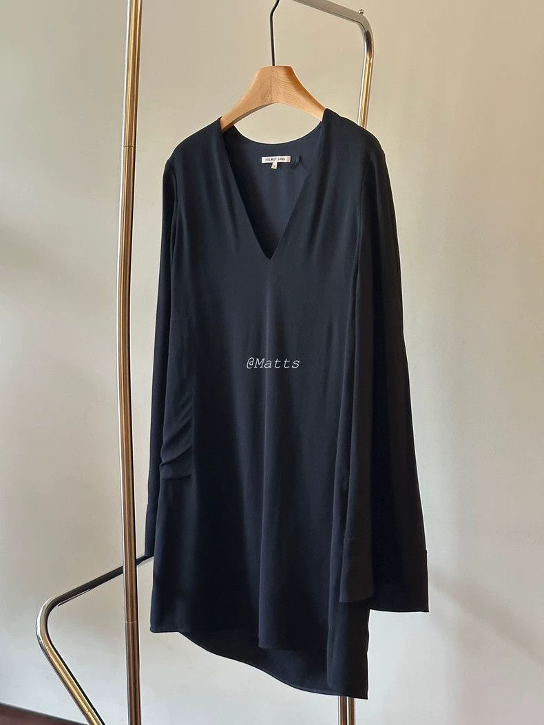 Helmut Lang HELMUT LANG Black V-neck dress with long sleeves Size S / US 4 / IT 40 - 1 Thumbnail