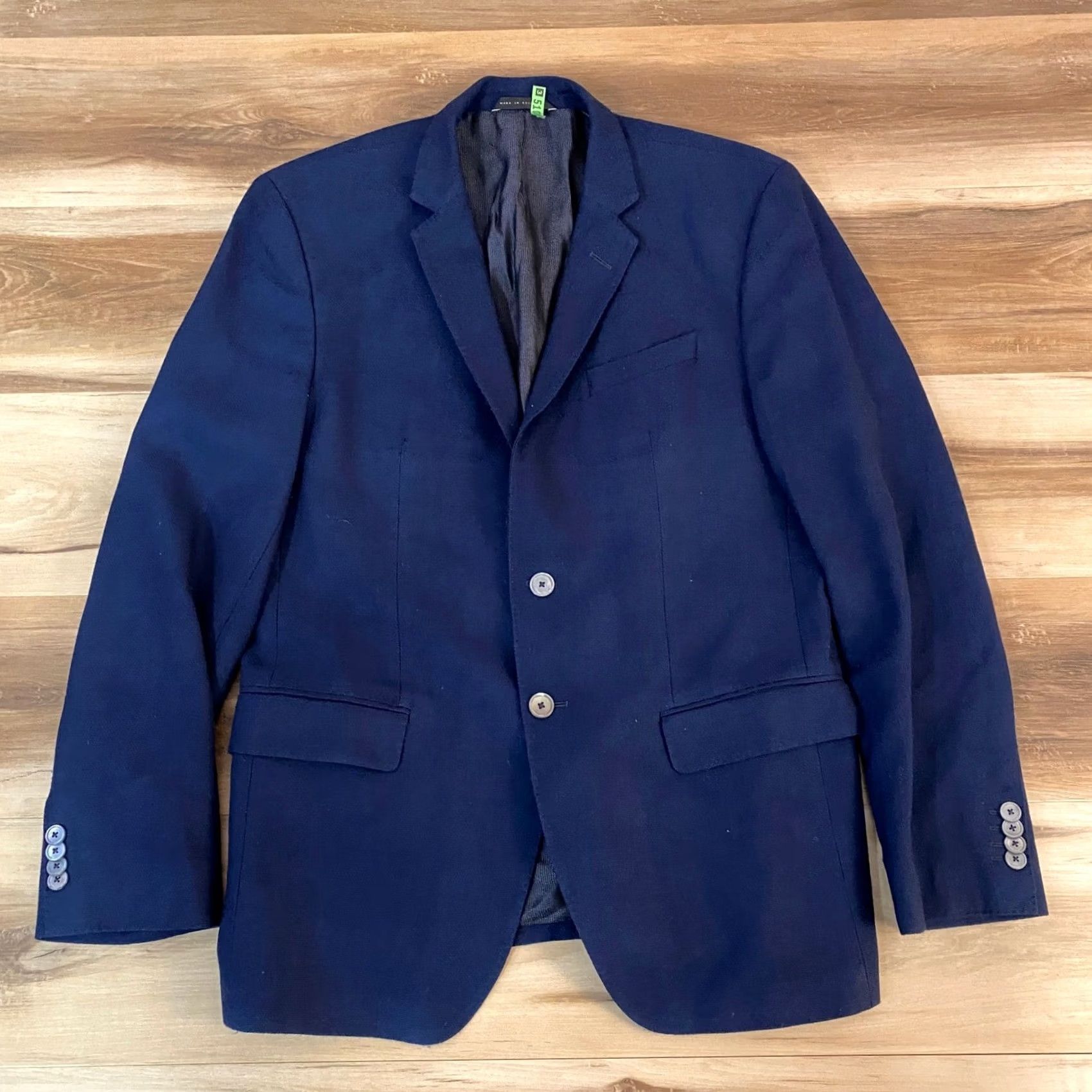 Hugo Boss Hugo Boss Navy Blue 42R Wool 2 Button Blazer Sport Coat Jacket Mens Wool Blazer Business Formal Wedding Size 42R - 2 Thumbnail