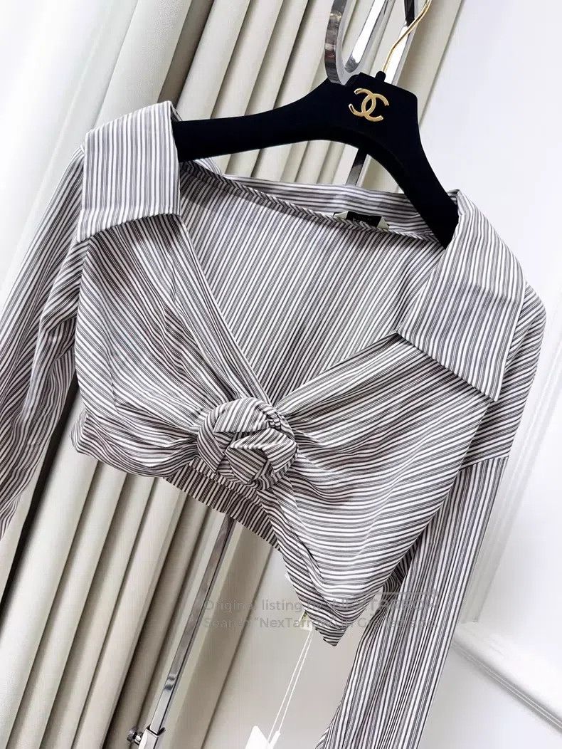 Fendi Fendi Off-Shoulder Striped Shirt Size XXS / US 00 / IT 34 - 3 Thumbnail
