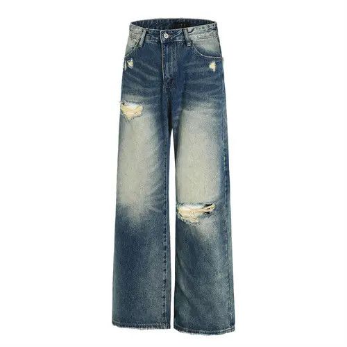 Japanese Brand × Jean Distressed men's high street trend heavy washed ripped jeans Size US 32 / EU 48 - 2 Thumbnail