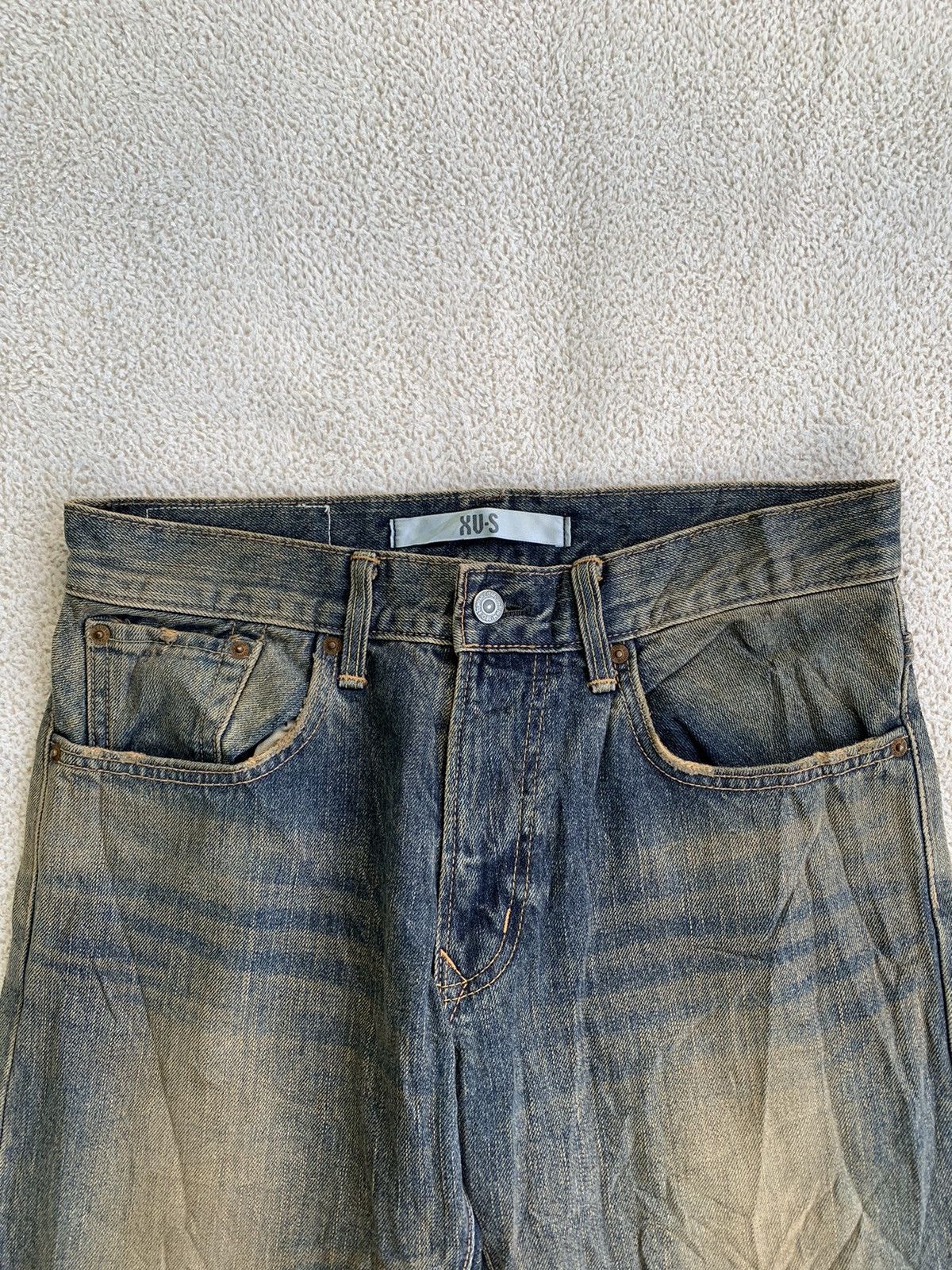 If Six Was Nine × Japanese Brand × Le Grande Bleu (L.G.B.) Vintage Edwin XV Loose Yellow Mud Washed Distressed Jeans Size US 31 - 6 Thumbnail