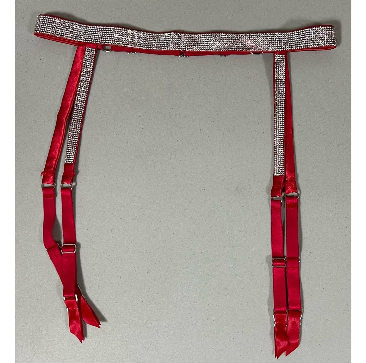 VS Red Satin Silk Diamond Garter Belt Lingerie Size XS/S 💎
