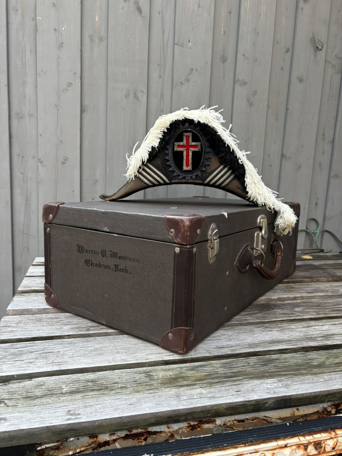 Hartmann Luggage × Vintage Antique Trunk Knights Templar Commander Hat Beaver Ostrich Size ONE SIZE - 2 Thumbnail