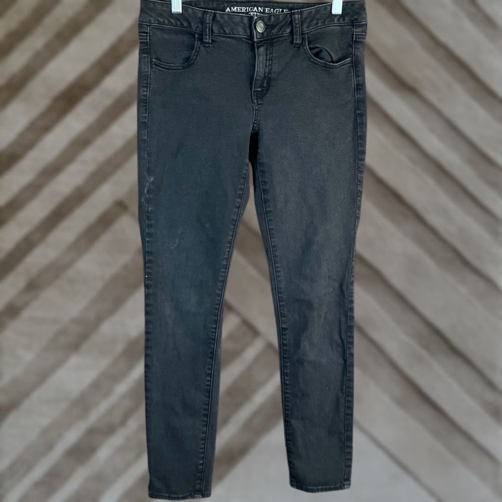 American Eagle Outfitters American Eagle Womens Pants Black Denim Low Rise Skinny Jegging Stretch 10 Size 32" / US 10 / IT 46 - 1 Thumbnail