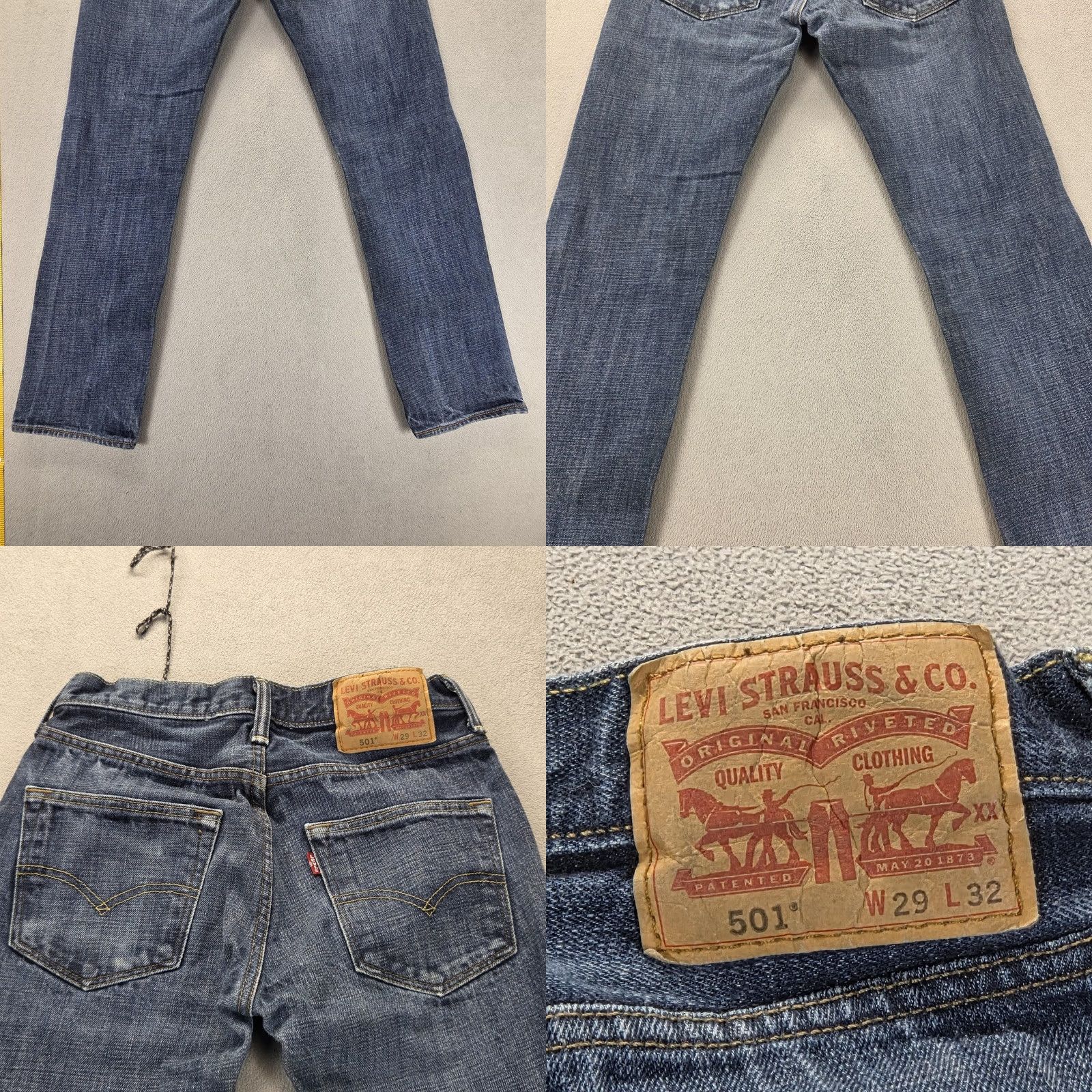 Levi's Levis 501 Jeans Mens Blue Medium Wash Regular Denim Button Fits 25x28 Straight Pockets Logo Cotton Size US 26 / EU 42 - 9 Thumbnail