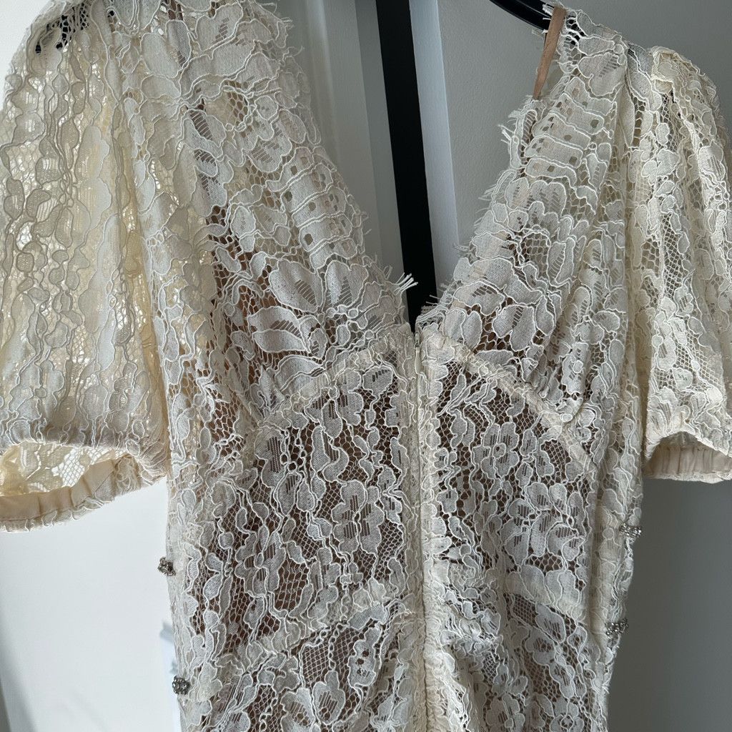 Zara White Lace Midi Dress Romantic & Feminine Size S / US 4 / IT 40 - 6 Thumbnail