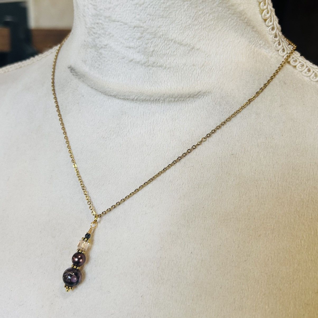 Handmade Handcrafted art glass Czech pearl crystal necklace set Size ONE SIZE - 6 Thumbnail
