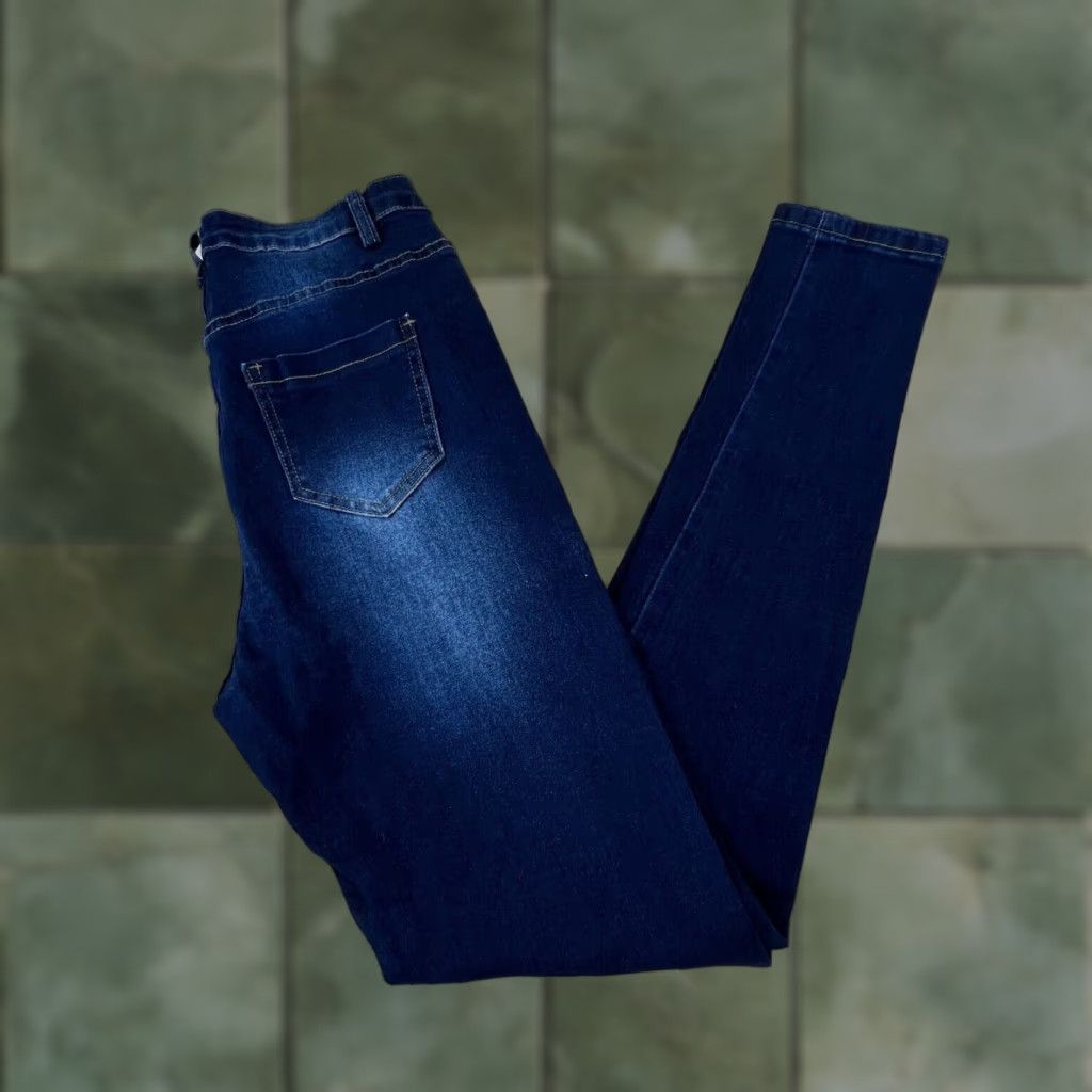 Vintage Dark Blue High Rise Skinny Jeans Women Juniors Large 28" Waist Stretch Size 36" / US 14 / IT 50 - 1 Thumbnail