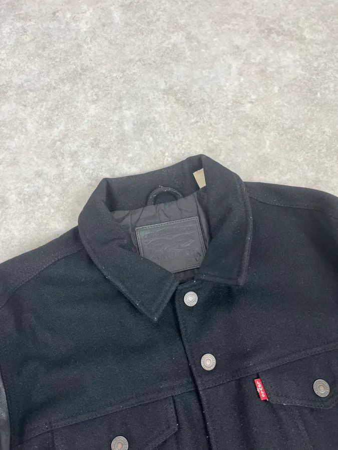 Levi's 2000s Levi’s Leather & Wool Teddy Black Bomber Jacket Size US M / EU 48-50 / 2 - 5 Thumbnail