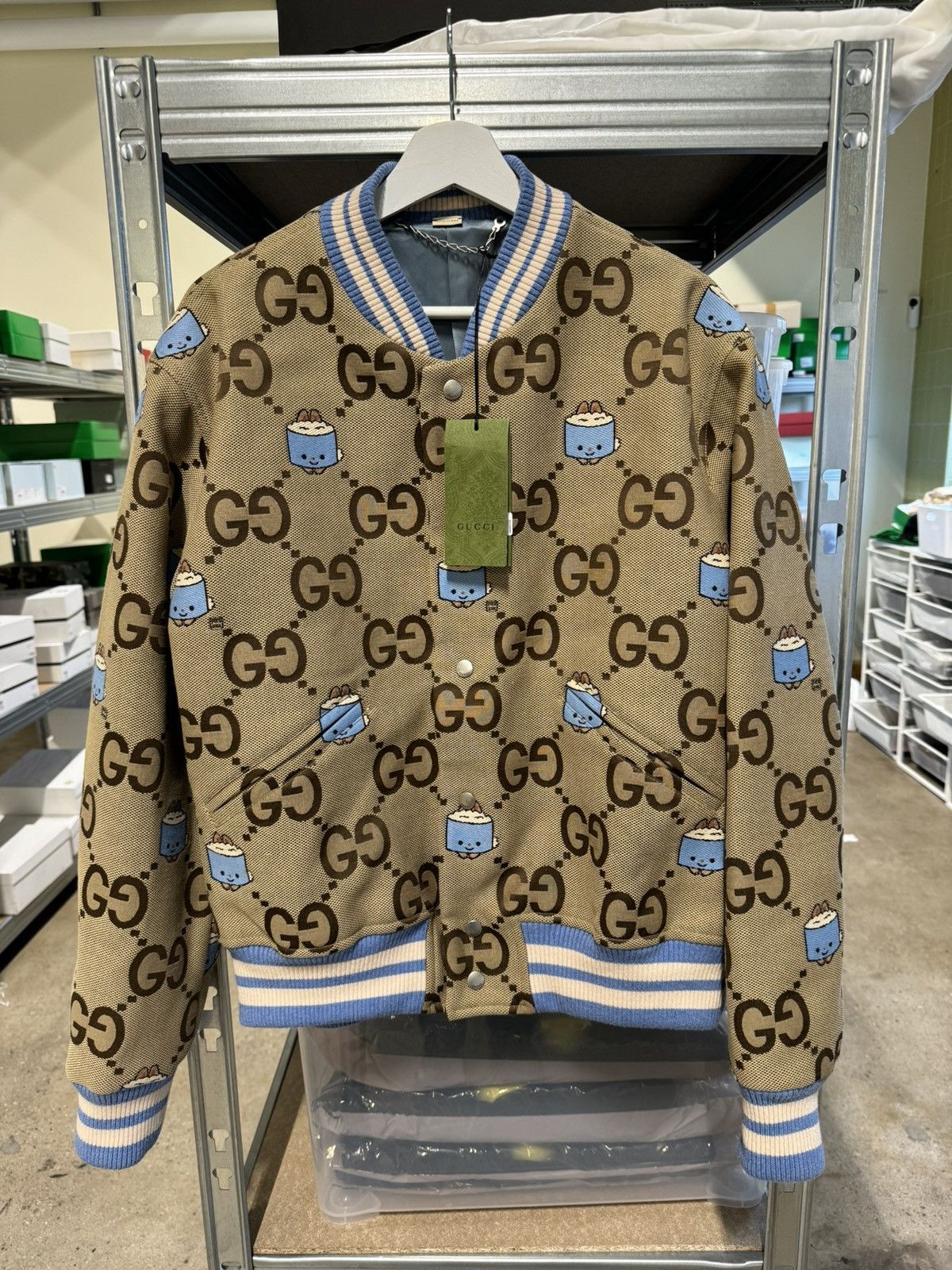 image of Gucci Kawaii Jumbo GG Varsity Jacket 4000$ in Blue, Men's (Size XL)