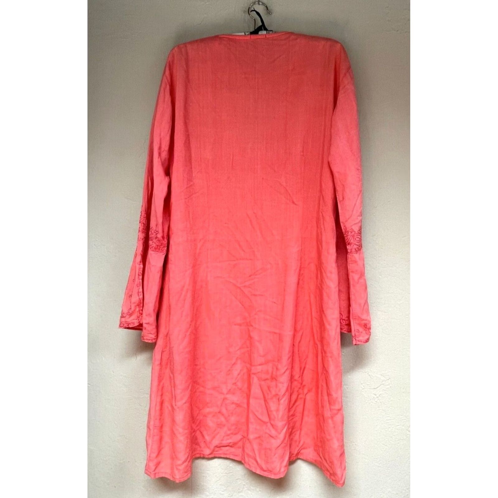 Vintage Calypso by Christiane Celle Womens V-Neck Embroidered Dress Orange One Size Size ONE SIZE - 2 Thumbnail