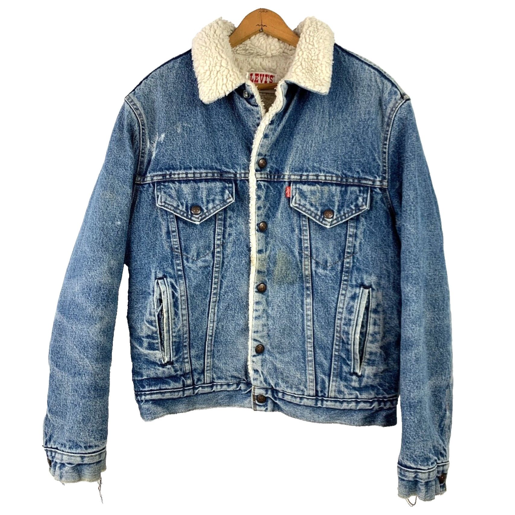 Levi's VINTAGE Levi's Trucker Jacket Denim 38R Blue 80s San Francisco Sherpa Lined 70608-0216 Mens Jeans Coat Shirt? Size US 38 / EU 54 - 2 Thumbnail
