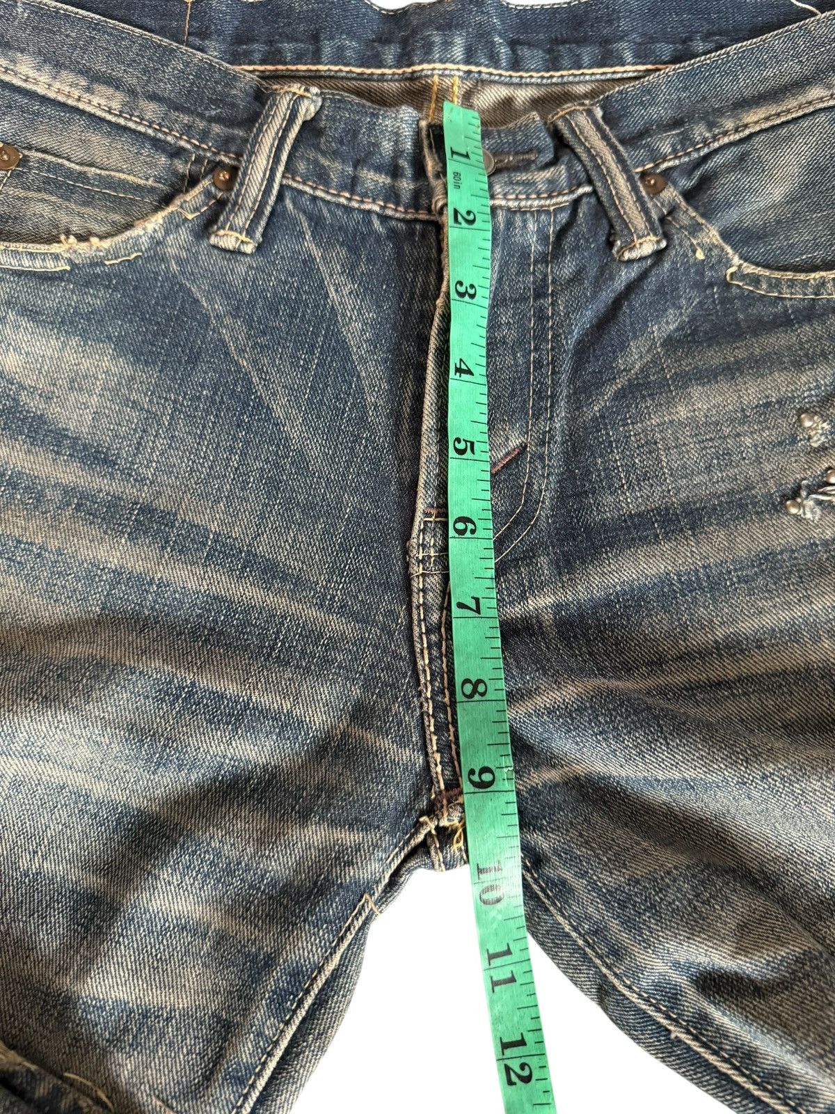 Japanese Brand Flared Jeans David Olive Accessories Faded Distressed Denim Size US 29 - 15 Thumbnail