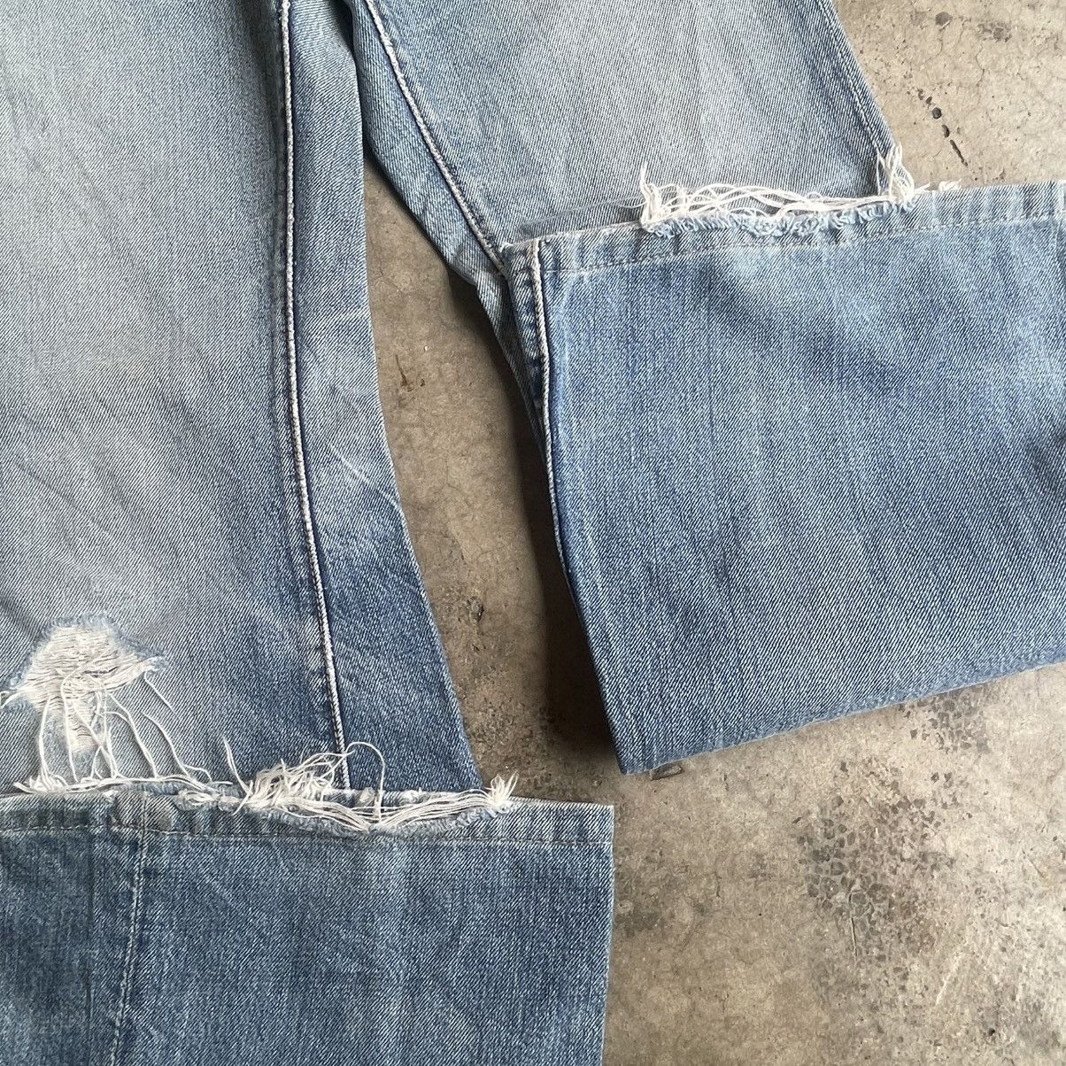 Edwin 🔥Vintage 80s Edwin Tapped Pocket Distress Flare Denim Jeans Size US 30 / EU 46 - 7 Thumbnail