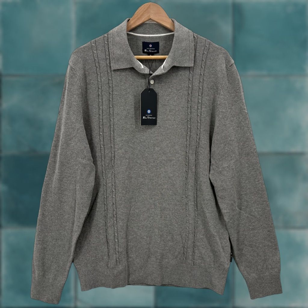 Ben Sherman Ben Sherman Sweater Mens Medium Gray Heather Knit Collared Long Sleeve Polo Size US M / EU 48-50 / 2 - 1 Thumbnail